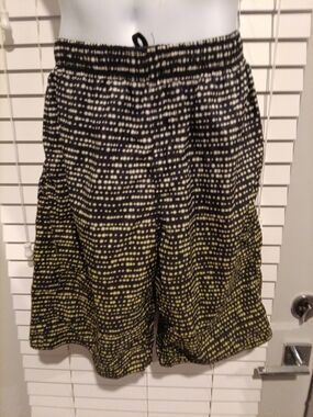 Islandhaze Black Swim Trunks with Yellow and White Dot Pattern Size XXL
